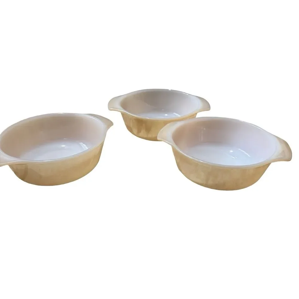 Peach Luster Bowl Set Of 5‎ Fire King Handled Soup Cereal Vintage Anchor Hocking